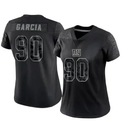 Women's Elijah Garcia New York Giants No.90 Limited Reflective Jersey - Black