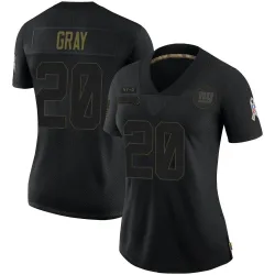 Women's Eric Gray New York Giants No.20 Limited 2020 Salute To Service Jersey - Black