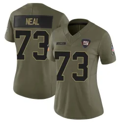 Women's Evan Neal New York Giants No.73 Limited 2025 Salute to Service Jersey - Olive