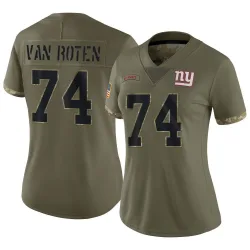 Women's Greg Van Roten New York Giants No.74 Limited 2022 Salute To Service Jersey - Olive