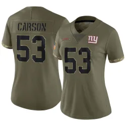 Women's Harry Carson New York Giants No.53 Limited 2022 Salute To Service Jersey - Olive