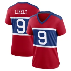 Women's Isaiah Likely New York Giants No.9 Game Century Alternate Jersey - Red