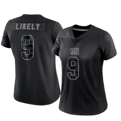 Women's Isaiah Likely New York Giants No.9 Limited Reflective Jersey - Black