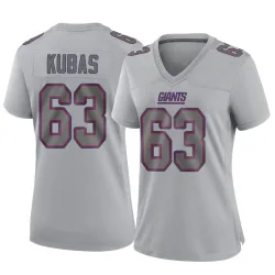 Women's Jake Kubas New York Giants No.63 Game Atmosphere Fashion Jersey - Gray