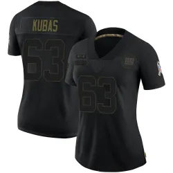 Women's Jake Kubas New York Giants No.63 Limited 2020 Salute To Service Jersey - Black