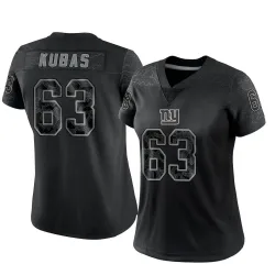 Women's Jake Kubas New York Giants No.63 Limited Reflective Jersey - Black