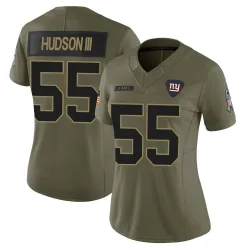 Women's James Hudson III New York Giants No.55 Limited 2025 Salute to Service Jersey - Olive