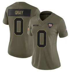 Women's Jarrod Gray New York Giants No.0 Limited 2025 Salute to Service Jersey - Olive