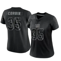 Women's Jashaun Corbin New York Giants No.35 Limited Reflective Jersey - Black