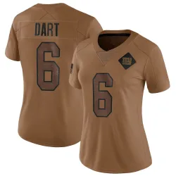 Women's Jaxson Dart New York Giants No.6 Limited 2023 Salute To Service Jersey - Brown