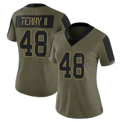 Women's Jermaine Terry II New York Giants No.48 Limited 2021 Salute To Service Jersey - Olive