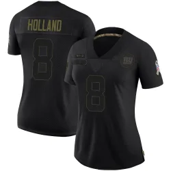 Women's Jevon Holland New York Giants No.8 Limited 2020 Salute To Service Jersey - Black