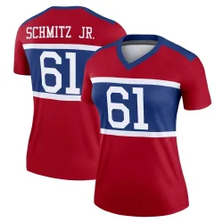 Women's John Michael Schmitz Jr. New York Giants No.61 Legend Century Alternate Jersey - Red