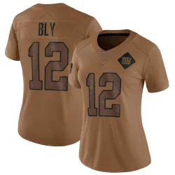 Women's Jordan Bly New York Giants No.12 Limited 2023 Salute To Service Jersey - Brown