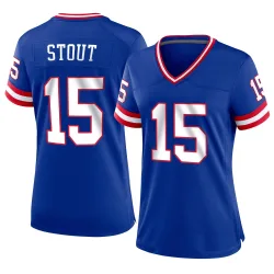 Women's Jordan Stout New York Giants No.15 Game Classic Jersey - Royal