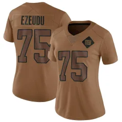 Women's Joshua Ezeudu New York Giants No.75 Limited 2023 Salute To Service Jersey - Brown