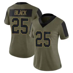 Women's Korie Black New York Giants No.25 Limited 2021 Salute To Service Jersey - Olive