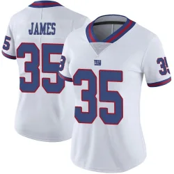 Women's LaMareon James New York Giants No.35 Limited Color Rush Jersey - White