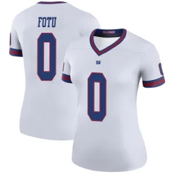 Women's Leki Fotu New York Giants No.0 Legend Color Rush Jersey - White