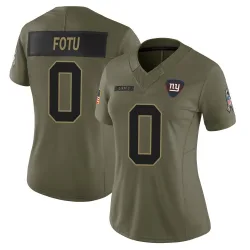 Women's Leki Fotu New York Giants No.0 Limited 2025 Salute to Service Jersey - Olive