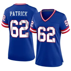 Women's Lucas Patrick New York Giants No.62 Game Classic Jersey - Royal