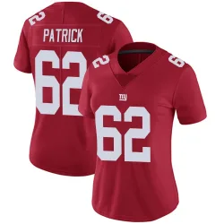 Women's Lucas Patrick New York Giants No.62 Limited Alternate Vapor Untouchable Jersey - Red