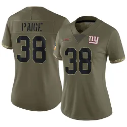 Women's Makari Paige New York Giants No.38 Limited 2022 Salute To Service Jersey - Olive