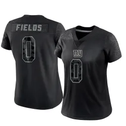 Women's Malachi Fields New York Giants No.0 Limited Reflective Jersey - Black