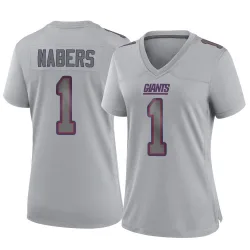 Women's Malik Nabers New York Giants No.1 Game Atmosphere Fashion Jersey - Gray