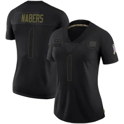 Women's Malik Nabers New York Giants No.1 Limited 2020 Salute To Service Jersey - Black