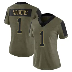 Women's Malik Nabers New York Giants No.1 Limited 2021 Salute To Service Jersey - Olive