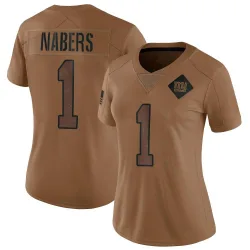Women's Malik Nabers New York Giants No.1 Limited 2023 Salute To Service Jersey - Brown