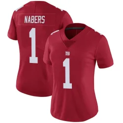 Women's Malik Nabers New York Giants No.1 Limited Alternate Vapor Untouchable Jersey - Red