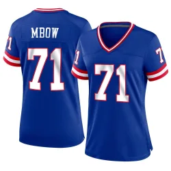 Women's Marcus Mbow New York Giants No.71 Game Classic Jersey - Royal