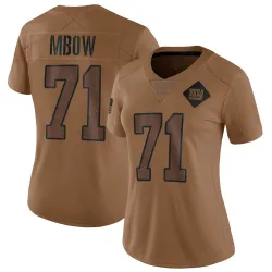 Women's Marcus Mbow New York Giants No.71 Limited 2023 Salute To Service Jersey - Brown