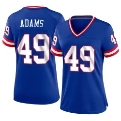 Women's Matthew Adams New York Giants No.49 Game Classic Jersey - Royal