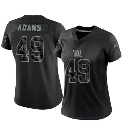 Women's Matthew Adams New York Giants No.49 Limited Reflective Jersey - Black