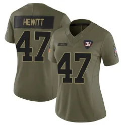 Women's Neville Hewitt New York Giants No.47 Limited 2025 Salute to Service Jersey - Olive