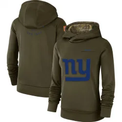 Women's New York Giants No. 2018 Salute to Service Team Logo Performance Pullover Hoodie - Olive