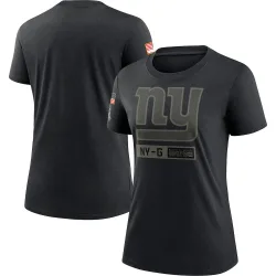 Women's New York Giants No. 2020 Salute To Service Performance T-Shirt - Black