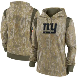 Women's New York Giants No. 2021 Salute to Service Therma Performance Pullover Hoodie - Olive