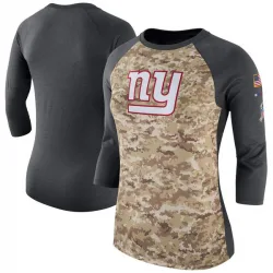 Women's New York Giants No. Legend Salute to Service 2017 Three-Quarter Raglan Sleeve T-Shirt - Camo/Charcoal