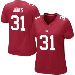 Women's Nic Jones New York Giants No.31 Game Alternate Jersey - Red
