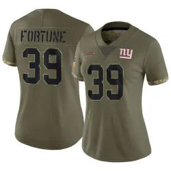 Women's O'Donnell Fortune New York Giants No.39 Limited 2022 Salute To Service Jersey - Olive