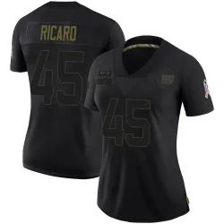 Women's Patrick Ricard New York Giants No.45 Limited 2020 Salute To Service Jersey - Black