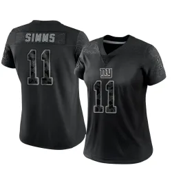Women's Phil Simms New York Giants No.11 Limited Reflective Jersey - Black