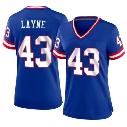 Women's Raheem Layne New York Giants No.43 Game Classic Jersey - Royal