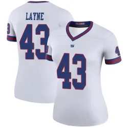 Women's Raheem Layne New York Giants No.43 Legend Color Rush Jersey - White