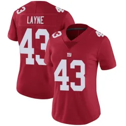 Women's Raheem Layne New York Giants No.43 Limited Alternate Vapor Untouchable Jersey - Red