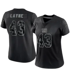 Women's Raheem Layne New York Giants No.43 Limited Reflective Jersey - Black